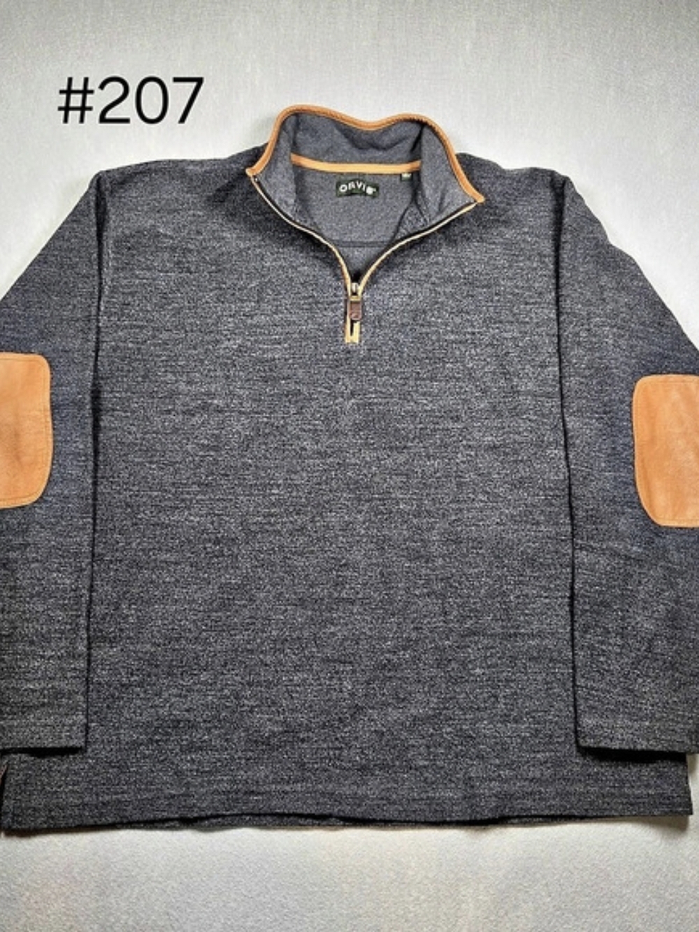 Orvis Men's Quarter Zip Pullover Gray Orange Size XL